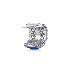 Sale Gabriel & Co. Mosaic - 925 Sterling Silver Bujukan White Sapphire and Sapphire J Joop Earrings with Blue and Dust Blue and White Enamel