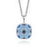 Gabriel & Co. Mosaic - 925 Sterling Silver Bujukan White Sapphire and Blue Topaz Necklace with Blue and Dust Blue Enamel