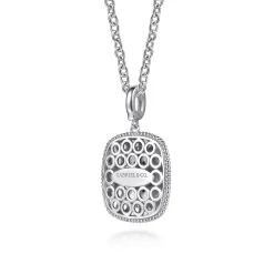 Gabriel & Co. Mosaic - 925 Sterling Silver Bujukan White Sapphire and Blue Topaz Necklace with Blue and Dust Blue Enamel