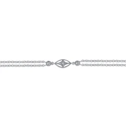 Sale Gabriel & Co. Multi Row 925 Sterling Silver Chain Ankle Bracelet with White Sapphire Marquise Stations