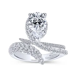 Gabriel & Co. Mystic - 14K White Gold Pear Shape Halo Diamond Engagement Ring
