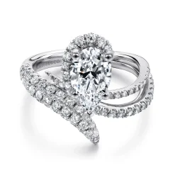 Gabriel & Co. Mystic - 14K White Gold Pear Shape Halo Diamond Engagement Ring