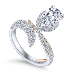 Discount Gabriel & Co. Mystic - 14K White-Rose Gold Pear Shape Halo Diamond Engagement Ring