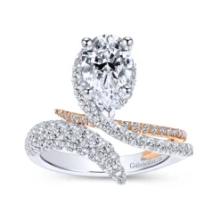 Discount Gabriel & Co. Mystic - 14K White-Rose Gold Pear Shape Halo Diamond Engagement Ring