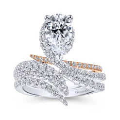 Discount Gabriel & Co. Mystic - 14K White-Rose Gold Pear Shape Halo Diamond Engagement Ring