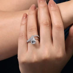 Discount Gabriel & Co. Mystic - 14K White-Rose Gold Pear Shape Halo Diamond Engagement Ring