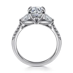 Clearance Gabriel & Co. Nadia - 14K White Gold Round Three Stone Lotus Diamond Engagement Ring