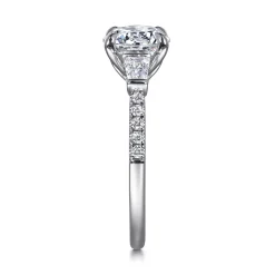 Clearance Gabriel & Co. Nadia - 14K White Gold Round Three Stone Lotus Diamond Engagement Ring