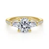 Hot Gabriel & Co. Nadia - 14K Yellow Gold Round Three Stone Lotus Diamond Engagement Ring
