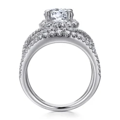Hot Gabriel & Co. Naples - 14K White Gold Round Halo Diamond Engagement Ring