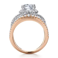 Gabriel & Co. Naples - 14K White-Rose Gold Round Halo Diamond Engagement Ring
