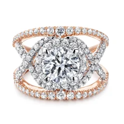 Gabriel & Co. Naples - 14K White-Rose Gold Round Halo Diamond Engagement Ring