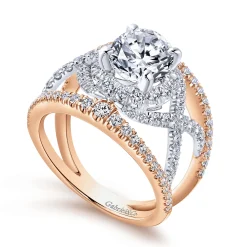 Gabriel & Co. Naples - 14K White-Rose Gold Round Halo Diamond Engagement Ring