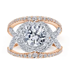 Gabriel & Co. Naples - 14K White-Rose Gold Round Halo Diamond Engagement Ring