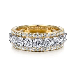 Best Gabriel & Co. Nash - Wide 14K White-Yellow Gold Diamond Anniversary Band - 1.9 ct