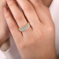 Best Gabriel & Co. Nash - Wide 14K White-Yellow Gold Diamond Anniversary Band - 1.9 ct