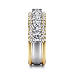 Best Gabriel & Co. Nash - Wide 14K White-Yellow Gold Diamond Anniversary Band - 1.9 ct