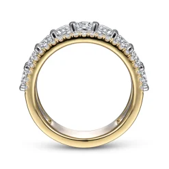 Best Gabriel & Co. Nash - Wide 14K White-Yellow Gold Diamond Anniversary Band - 1.9 ct