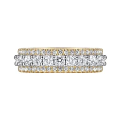 Clearance Gabriel & Co. Nash - Wide 14K White-Yellow Gold Diamond Anniversary Band - 1 ct