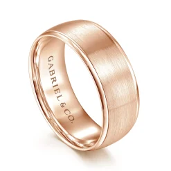 Discount Gabriel & Co. Nathaniel - 14K Rose Gold 8mm - Men's Wedding Band in Satin Finish