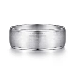 Clearance Gabriel & Co. Nathaniel - 14K White Gold 8mm - Men's Wedding Band in Satin Finish