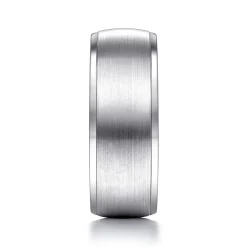 Clearance Gabriel & Co. Nathaniel - 14K White Gold 8mm - Men's Wedding Band in Satin Finish