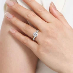 Hot Gabriel & Co. Neema - 14K White Gold Round Diamond Engagement Ring