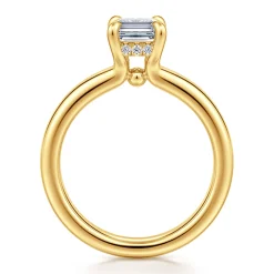 Best Gabriel & Co. Neema - 18K Yellow Gold Emerald Cut Diamond Engagement Ring