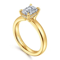 Best Gabriel & Co. Neema - 18K Yellow Gold Emerald Cut Diamond Engagement Ring