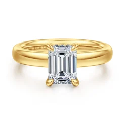 Best Gabriel & Co. Neema - 18K Yellow Gold Emerald Cut Diamond Engagement Ring