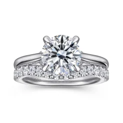 Sale Gabriel & Co. Nelia - 14K White Gold Round Lotus Diamond Engagement Ring