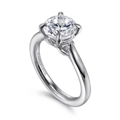 Sale Gabriel & Co. Nelia - 14K White Gold Round Lotus Diamond Engagement Ring