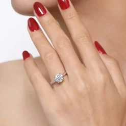 Sale Gabriel & Co. Nelia - 14K White Gold Round Lotus Diamond Engagement Ring