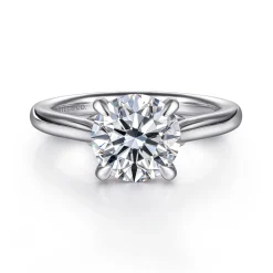 Sale Gabriel & Co. Nelia - 14K White Gold Round Lotus Diamond Engagement Ring