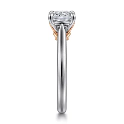 Discount Gabriel & Co. Nelia - 14K White-Rose Gold Cushion Cut Lotus Diamond Engagement Ring