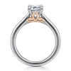 Outlet Gabriel & Co. Nelia - 14K White-Rose Gold Emerald Cut Lotus Diamond Engagement Ring