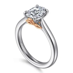 New Gabriel & Co. Nelia - 14K White-Rose Gold Oval Lotus Diamond Engagement Ring
