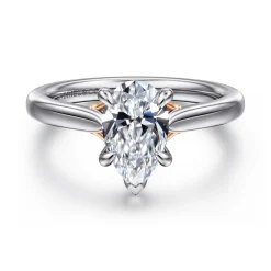 Sale Gabriel & Co. Nelia - 14K White-Rose Gold Pear Shape Lotus Diamond Engagement Ring