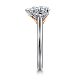 Sale Gabriel & Co. Nelia - 14K White-Rose Gold Pear Shape Lotus Diamond Engagement Ring