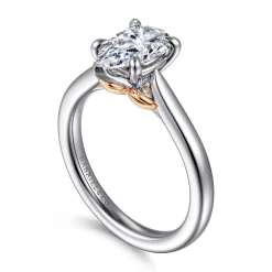 Sale Gabriel & Co. Nelia - 14K White-Rose Gold Pear Shape Lotus Diamond Engagement Ring