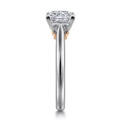 Best Gabriel & Co. Nelia - 14K White-Rose Gold Princess Cut Lotus Diamond Engagement Ring