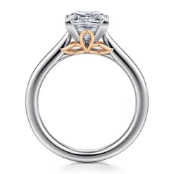 Best Gabriel & Co. Nelia - 14K White-Rose Gold Princess Cut Lotus Diamond Engagement Ring
