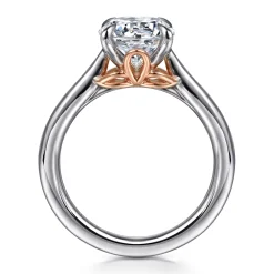 Gabriel & Co. Nelia - 14K White-Rose Gold Round Lotus Diamond Engagement Ring