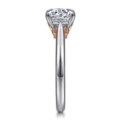 Gabriel & Co. Nelia - 14K White-Rose Gold Round Lotus Diamond Engagement Ring