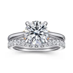 Gabriel & Co. Nelia - 14K White-Rose Gold Round Lotus Diamond Engagement Ring