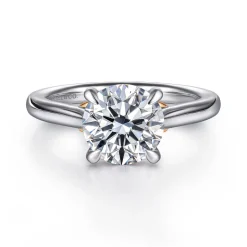 Gabriel & Co. Nelia - 14K White-Rose Gold Round Lotus Diamond Engagement Ring
