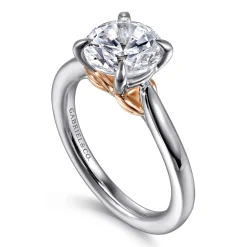 Gabriel & Co. Nelia - 14K White-Rose Gold Round Lotus Diamond Engagement Ring