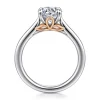 Best Gabriel & Co. Nelia - 14K White-Rose Gold Round Lotus Diamond Engagement Ring