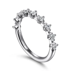 Clearance Gabriel & Co. Nice - 14K White Gold Single Prong Diamond Anniversary Band - 0.4 ct