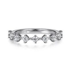 Clearance Gabriel & Co. Nice - 14K White Gold Single Prong Diamond Anniversary Band - 0.4 ct